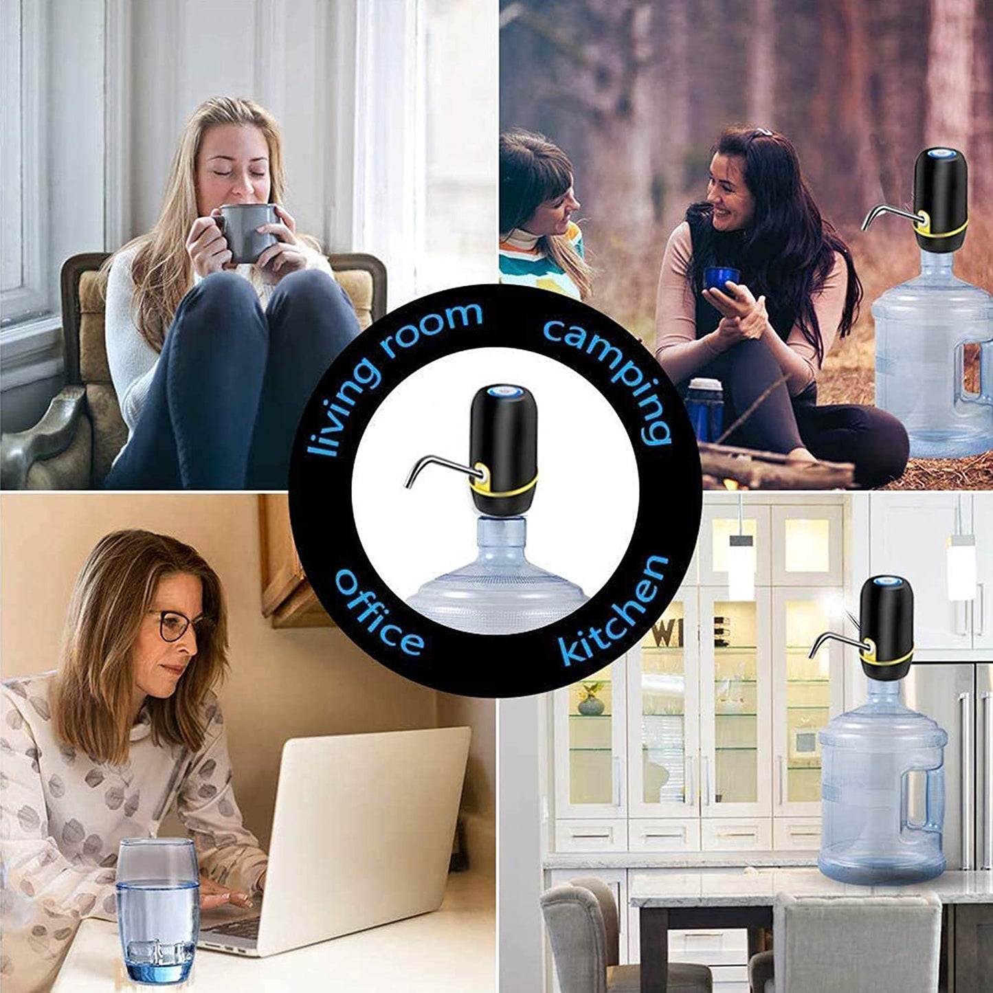 Water Jug Pump, Electric Water Bottle Pump, USB Charging Automatic Drinking Water Pump for Universal 3-5 Gallon Bottle, Portable Water Dispenser for Camping