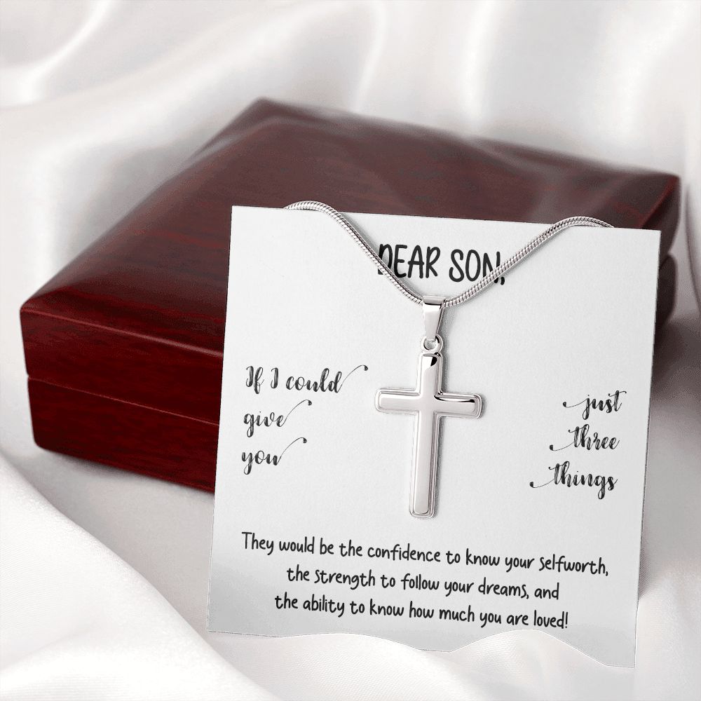 Dear Son | Know your self worth - Stainless Steel Cross Necklace