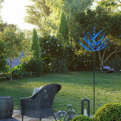 Harlow Wind Spinner Metal Windmill 3D Wind Powered Kinetic Sculpture Lawn Metal Wind Solar Spinners Yard and Garden Decor