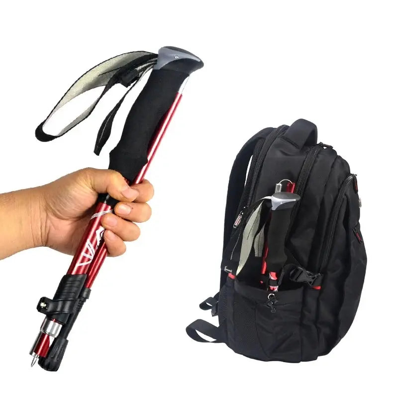 5 Section Outdoor Fold Trekking Pole Camping Portable Walking Hiking Stick for Nordic Elderly Telescopic Easy Put into Bag 1 PCS