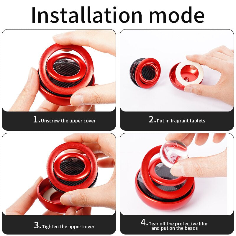 Solar Car Air Freshener Rotating Auto Flavoring Diffuser Accessories Indoor Original Men and Women Perfume Decorative Accessorie