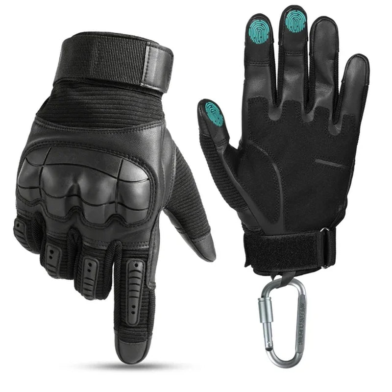 Full Finger Tactical Army Gloves Military Paintball Shooting Airsoft PU Leather Touch Screen Rubber Protective Gear Women Men