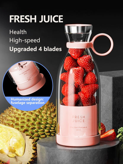 "FreshBlend Portable Mini Blender - Enjoy Smoothies On-The-Go with 1400mAh Battery and 350ml Capacity - Perfect for Travel and Kitchen Use!"