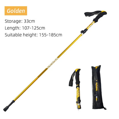 5 Section Outdoor Fold Trekking Pole Camping Portable Walking Hiking Stick for Nordic Elderly Telescopic Easy Put into Bag 1 PCS