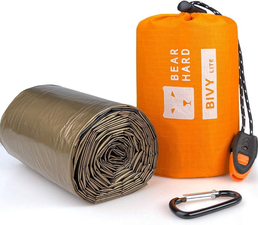 Emergency Sleeping Bag Emergency Gear Bivy Sack Ultralight Waterproof Thermal Survival Bivvy Bag with Heat Retention for Camping, Hiking, Backpacking