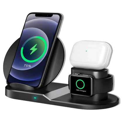 5 Core Wireless Charging Station Black 3 in 1 Wireless Charger Stand QI Fast Wireless Charging W Dual Coil for Samsung Iphone 15 14 13 12 11Pro Max XR XS 8 Plus, for Apple Watch 8 7 6 5 4 3 2 SE, for Airpods 3 2 Pro- WCR 3