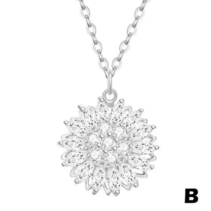 Fashion Creative 360 ° Rotating Sunflower Necklace for Women Design Flower Pendant Party Jewelry Anniversary Gift Collares Mujer