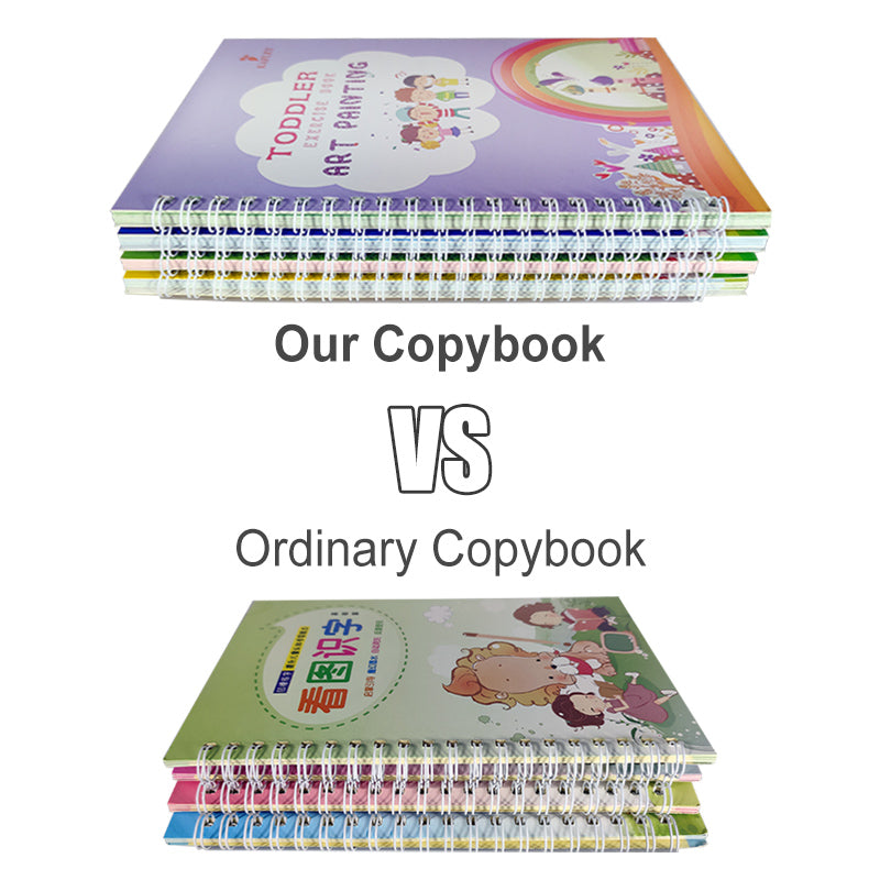 4 Books + Pen Magic Copy Book Free Wiping Children'S Kids Writing Sticker Practice English Copybook for Calligraphy Montessori