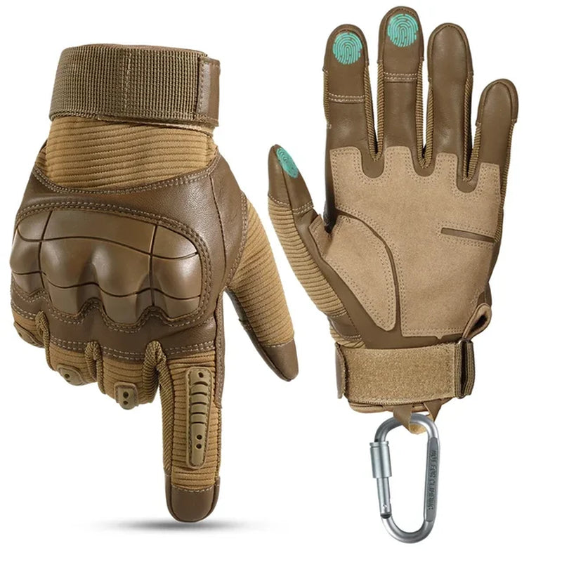 Full Finger Tactical Army Gloves Military Paintball Shooting Airsoft PU Leather Touch Screen Rubber Protective Gear Women Men