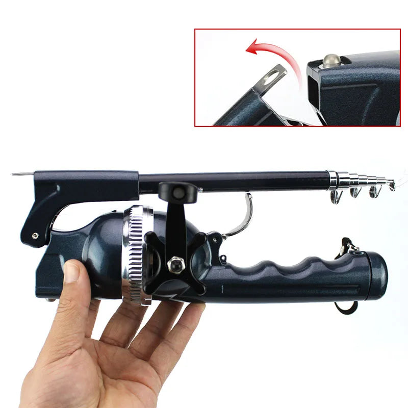 1Set Portable Folding Fishing Rod Telescopic Stainless Steel Fly Fishing Poles with Reel Line Travel Folding Mini Rod for Fish