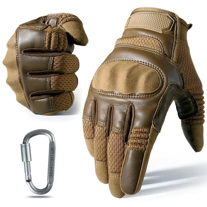 Full Finger Tactical Army Gloves Military Paintball Shooting Airsoft PU Leather Touch Screen Rubber Protective Gear Women Men