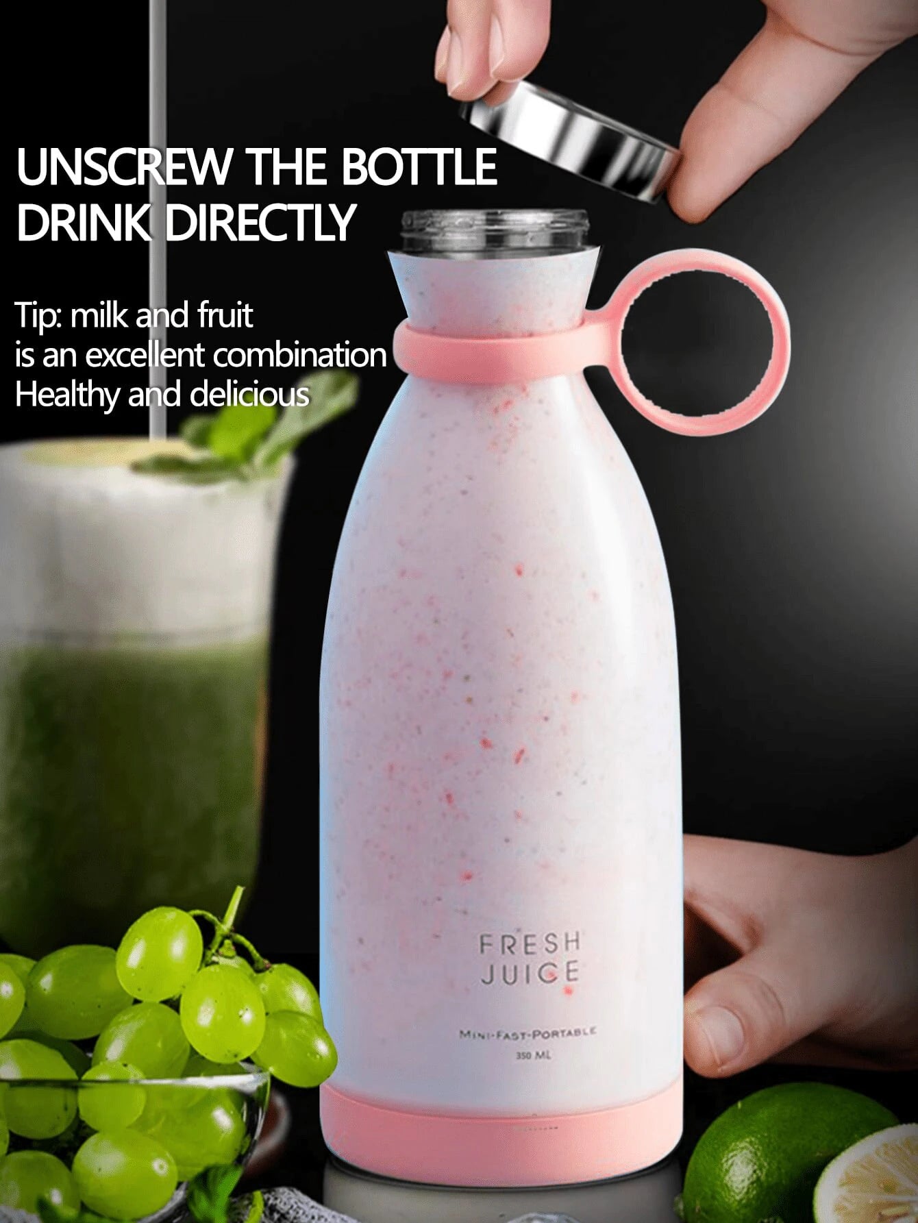 "FreshBlend Portable Mini Blender - Enjoy Smoothies On-The-Go with 1400mAh Battery and 350ml Capacity - Perfect for Travel and Kitchen Use!"