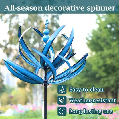 Harlow Wind Spinner Metal Windmill 3D Wind Powered Kinetic Sculpture Lawn Metal Wind Solar Spinners Yard and Garden Decor