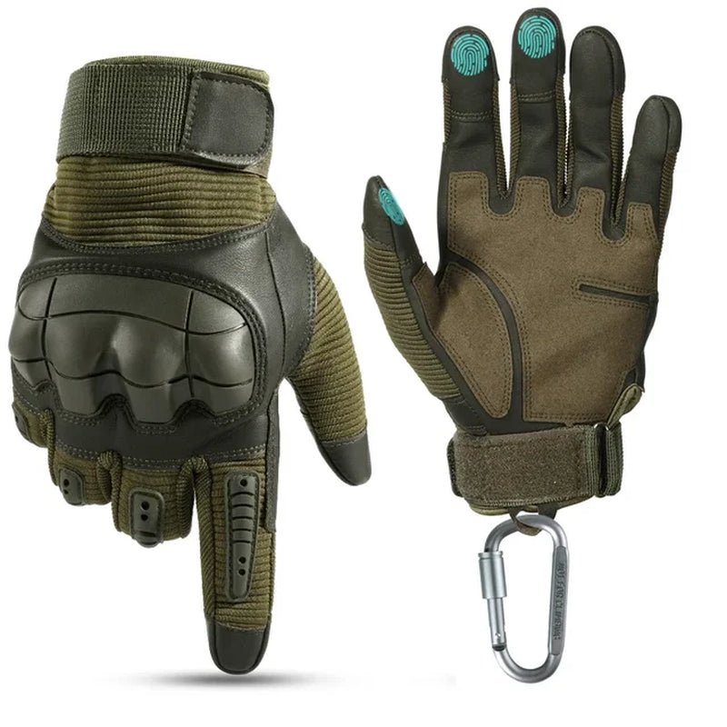 Full Finger Tactical Army Gloves Military Paintball Shooting Airsoft PU Leather Touch Screen Rubber Protective Gear Women Men