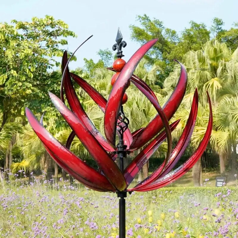 Harlow Wind Spinner Metal Windmill 3D Wind Powered Kinetic Sculpture Lawn Metal Wind Solar Spinners Yard and Garden Decor